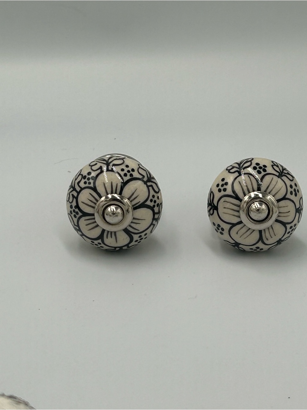 Cost Plus World Market
Drawer Pulls Silver-Tone Black
& White Floral
